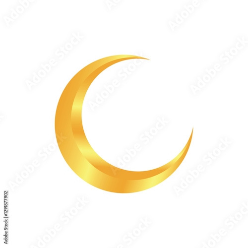 Vector 3d golden crescent muslim icon