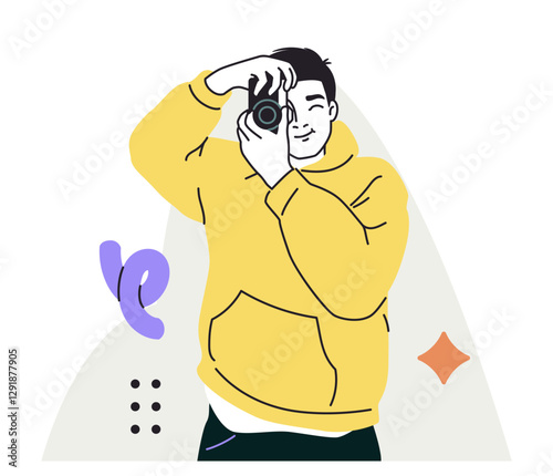 Man Taking a Photo. Vector illustration