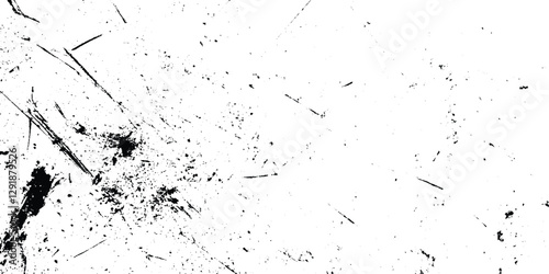 Distressed overlay texture Grunge of black scratches and dots, Overlay Distress grain monochrome texture with dusty and grunge effect, Dark weathered overlay pattern sample with scratches and stains.