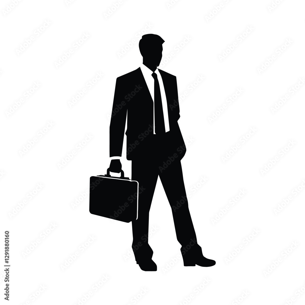 Businessman stand with briefcase vector Businessman stand with briefcase vector