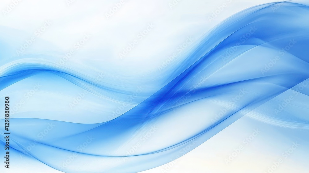 Fototapeta premium Flowing blue waves create a serene and calming atmosphere in a digital abstract design for wellness or relaxation