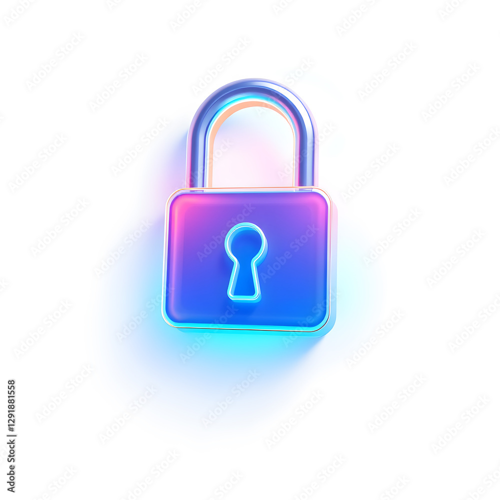 Lock key holographic 3D icon. neon symbol vector illustration isolated on white background. Generative AI Lock key holographic 3D icon. neon symbol vector illustration isolated on white background. Generative AI
