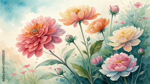 watercolor flowers background