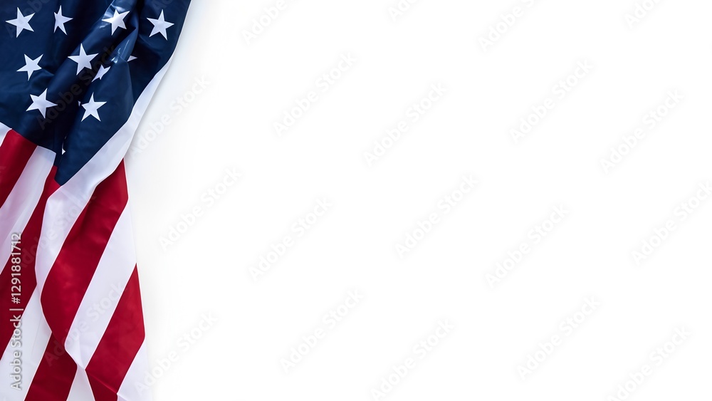 White background with American flag White background with American flag