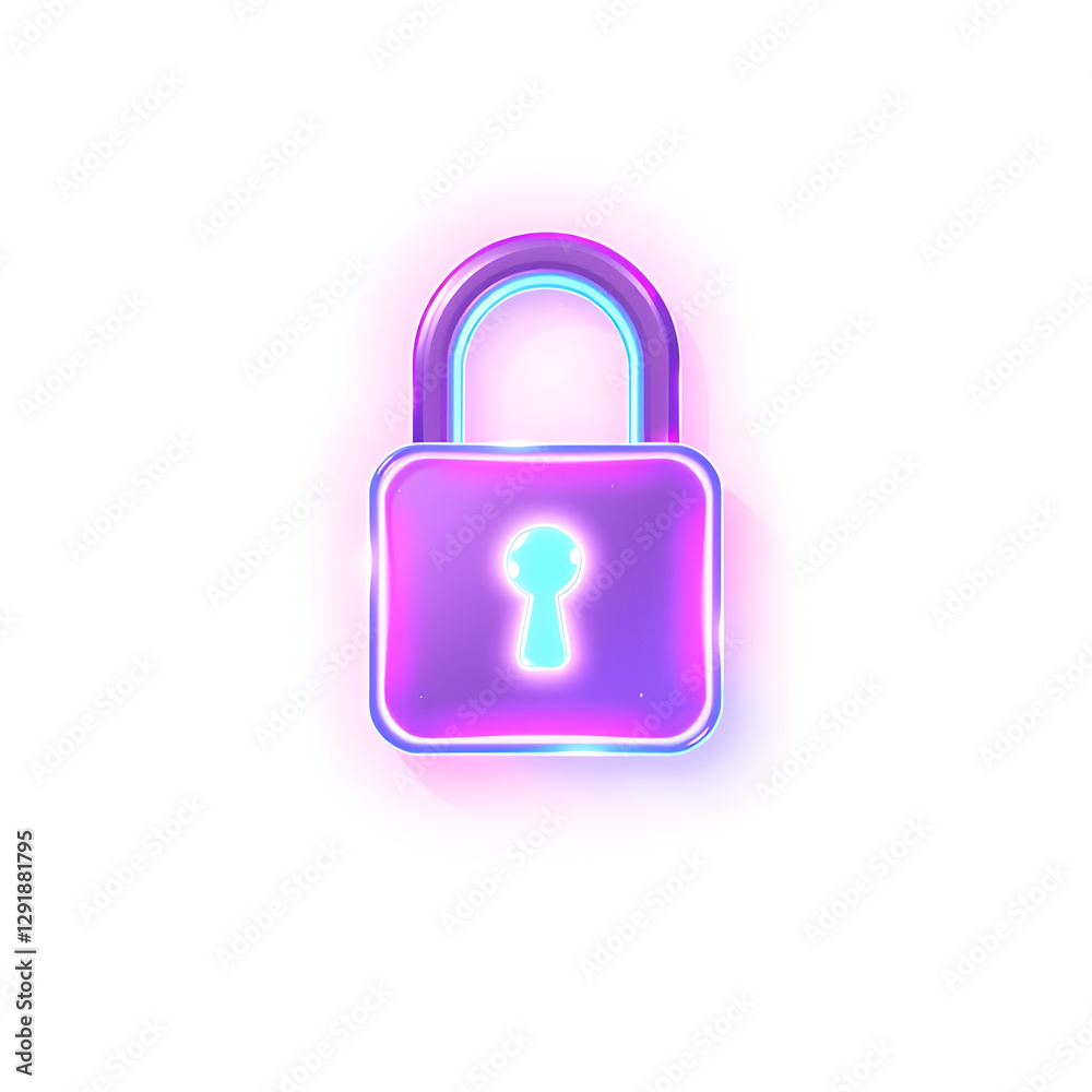 Lock key holographic 3D icon. neon symbol vector illustration isolated on white background. Generative AI Lock key holographic 3D icon. neon symbol vector illustration isolated on white background. Generative AI