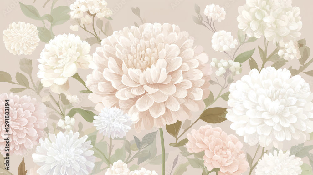 Mothers Day floral card with pastel flowers and text, ideal for holiday background