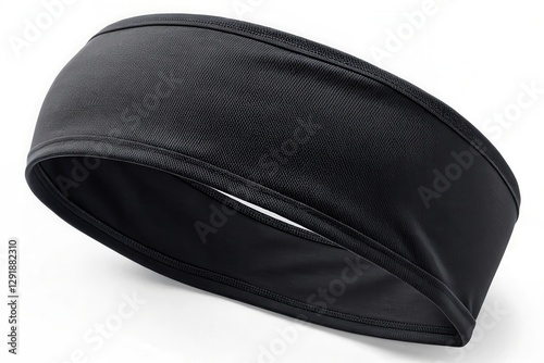 Sport headband mockup. Black fabric headband designed for sports or casual wear, offering a stylish and functional accessory for active lifestyles.