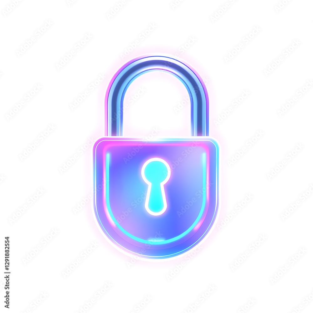 Lock key holographic 3D icon. neon symbol vector illustration isolated on white background. Generative AI Lock key holographic 3D icon. neon symbol vector illustration isolated on white background. Generative AI
