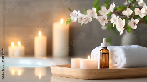 Health and Wellness Spa setup with candles and essential oils.