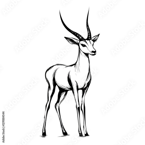 Antelope minimalist 2D vector graphic illustration sketch on a white background.

