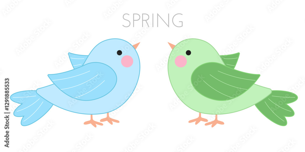 Easter characters birds. Cute animals blue and green colors. Spring pastel vector illustration isolated on white background Easter characters birds. Cute animals blue and green colors. Spring pastel vector illustration isolated on white background