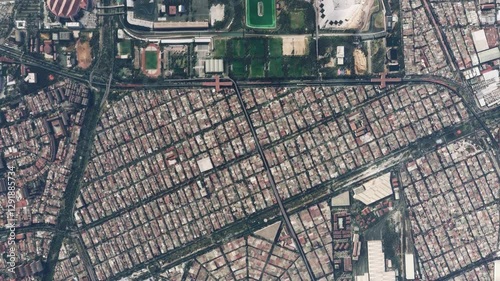 Aerial view of autodromo Hermanos Rodriguez is a motorsport race track in Mexico City which has become famous after hosting some Formula 1 Grand Prix Races in the past 4k high resolution animation