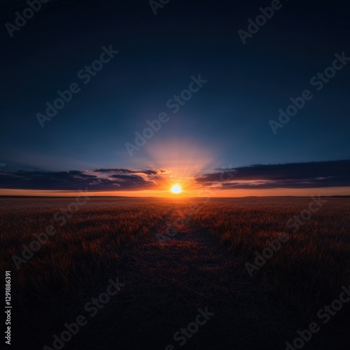 Sunset Over a Field