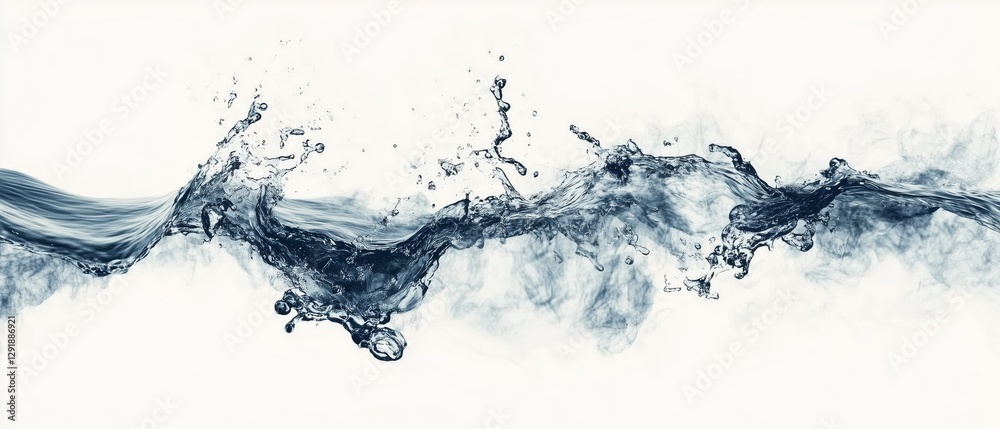 High-speed capture of flowing water creating dynamic shapes and splashes against a white background, showcasing fluidity and motion. High-speed capture of flowing water creating dynamic shapes and splashes against a white background, showcasing fluidity and motion.
