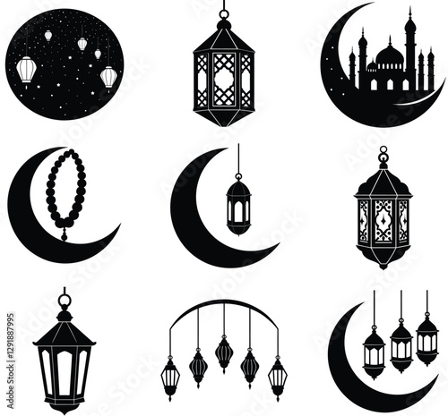 Set of Islamic religious icons
