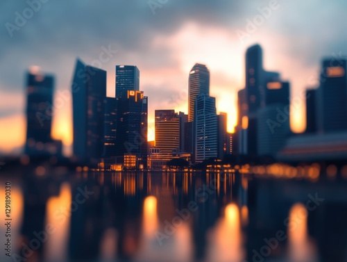 Wallpaper Mural City skyline at dusk reflected in water Torontodigital.ca