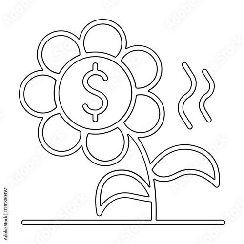 Currency depreciation icon in line style