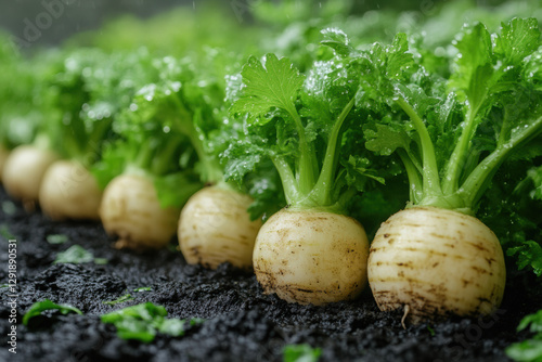 Harvested Parsley Root on Wooden Table