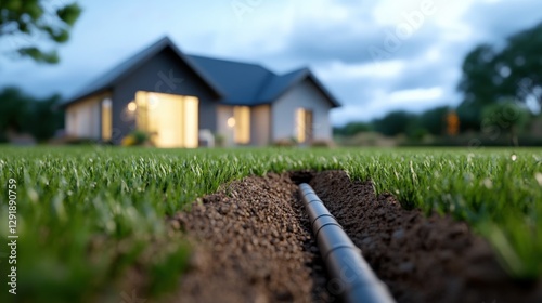 Drainage Pipe Installation in a Residential Yard