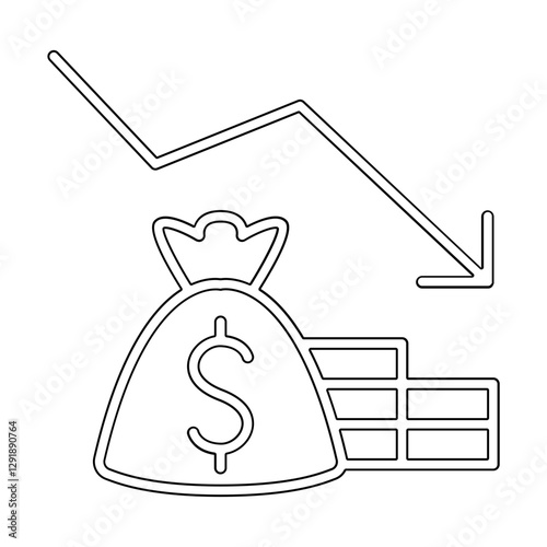 Currency depreciation icon in line style