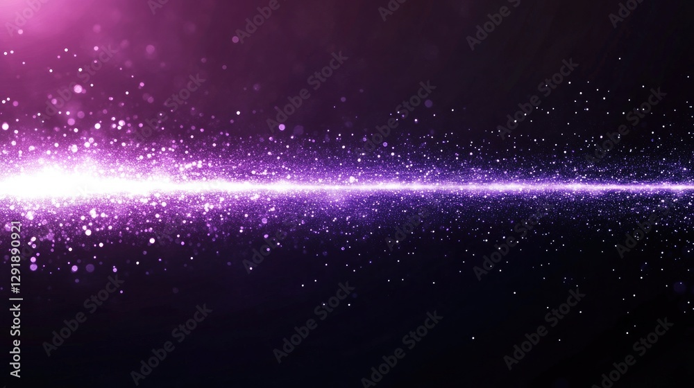 Vibrant Purple Light Beam with Sparkling Particles on Dark Background Vibrant Purple Light Beam with Sparkling Particles on Dark Background