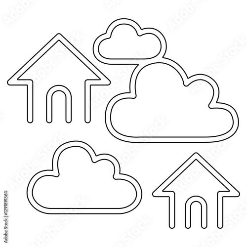 Smog town icon in line style