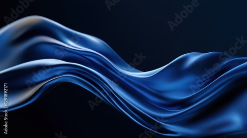 Flowing blue fabric creates a dynamic visual effect against a dark background in a serene atmosphere