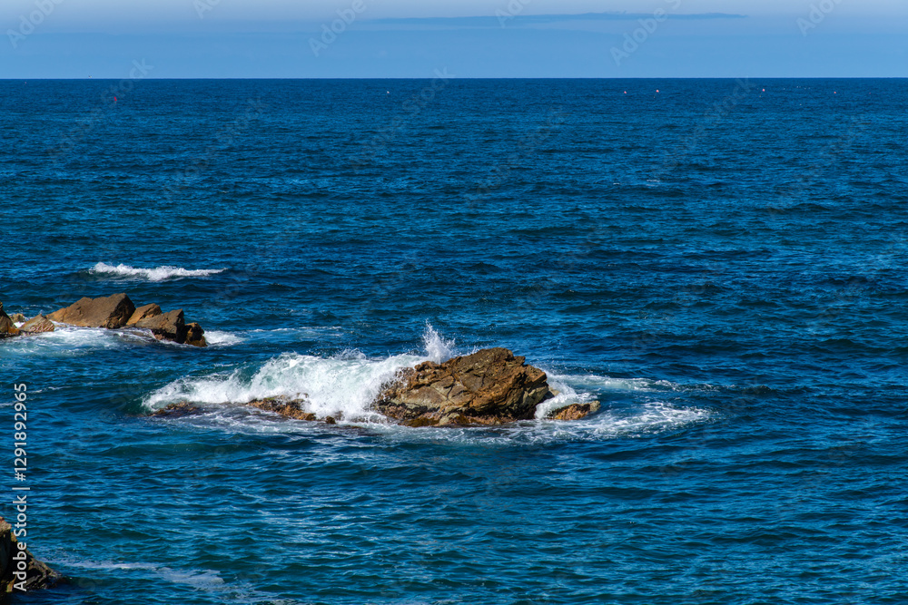 Naklejka premium rock and surf on the sea
