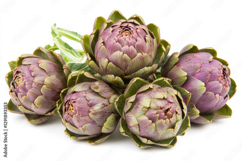 Fototapeta premium Organic Green Artichokes with Leaves