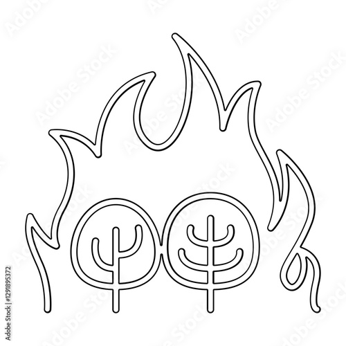 Forest fire, wildfire icon in line style