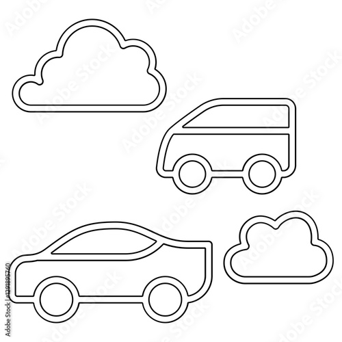 Air pollution from car smoke icon in line style