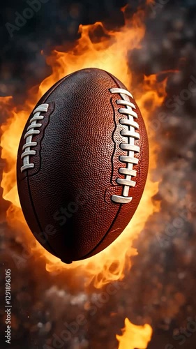 American Football in Fiery Explosion