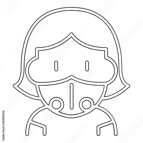 Wearing mask icon in line style