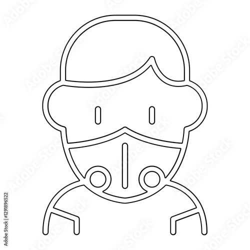 Wearing mask icon in line style