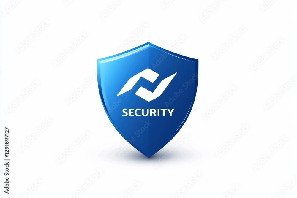 Blue shield logo design representing security with clear text overlay Blue shield logo design representing security with clear text overlay