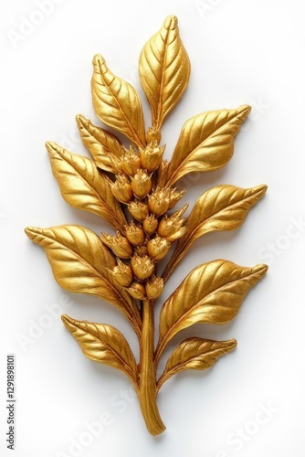 Exquisite Gold Floral and Leaf Sculpture – Luxurious Botanical Art