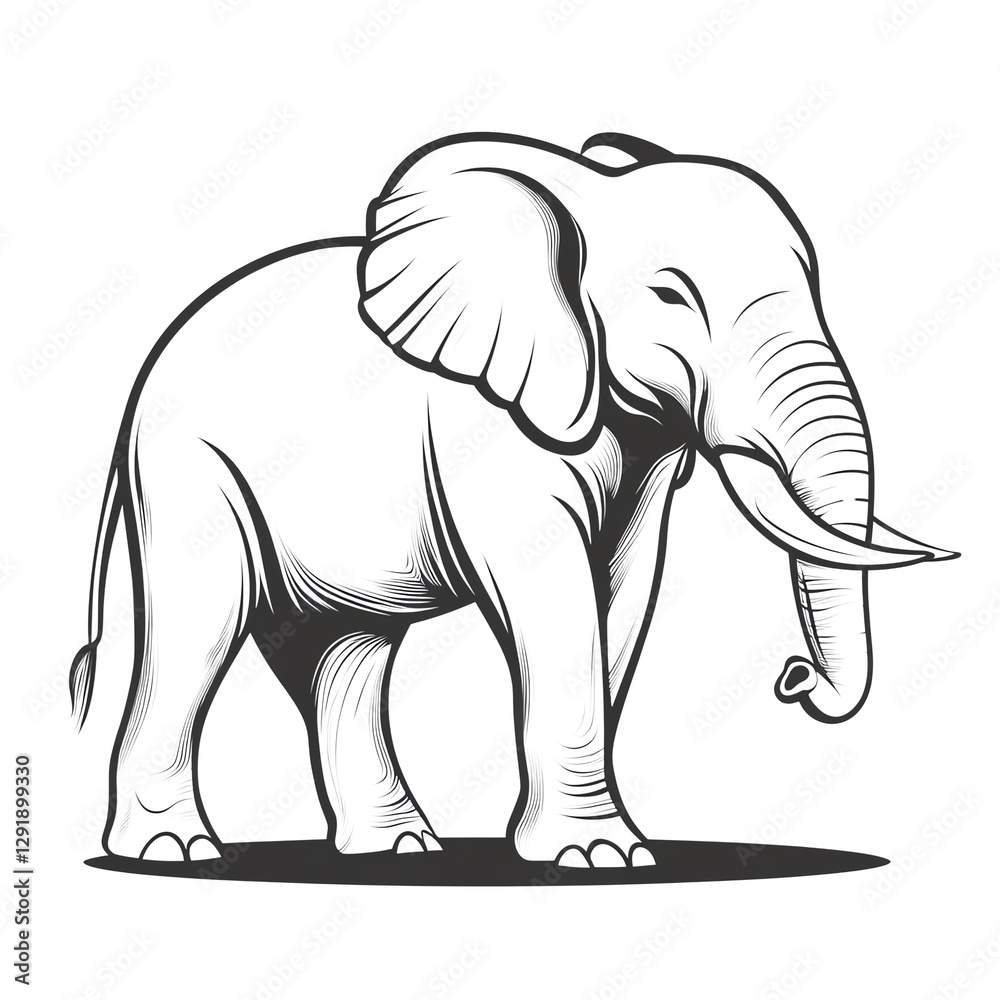 Obraz premium Majestic Elephant Line Art | Minimalist Wildlife PNG