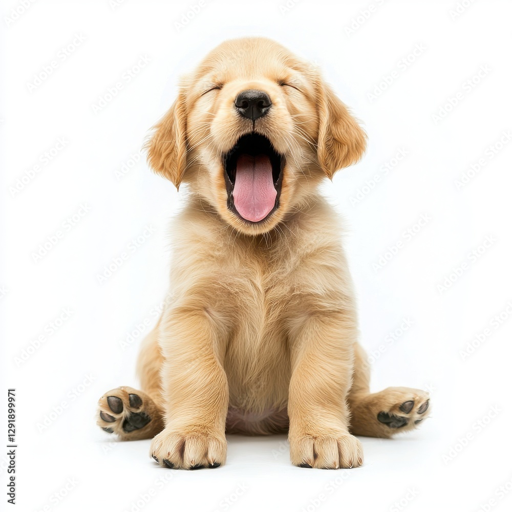 Golden retriever puppy with fluffy fur and bright eyes playfully exploring its surroundings in a natural environment Golden retriever puppy with fluffy fur and bright eyes playfully exploring its surroundings in a natural environment