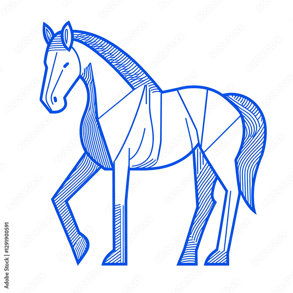 Obraz premium Majestic Horse Line Art | Elegant Minimalist PNG