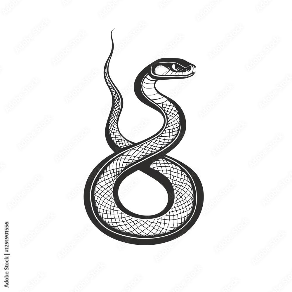 Fototapeta premium Elegant Snake Line Art | Minimalist Reptile PNG