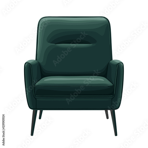 Fashionable comfortable soft upholstered armchair isolated on white background. Furniture for home. Flat vector chair illustration
