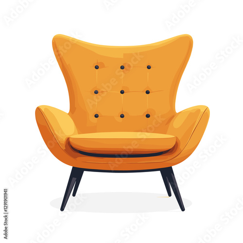 Fashionable comfortable soft upholstered armchair isolated on white background. Furniture for home. Flat vector chair illustration
