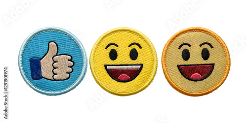 Thumbs up emoji embroidered patch badge, bright patch for clothing, Cut Out