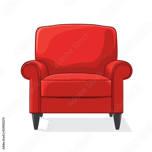 Fashionable comfortable soft upholstered armchair isolated on white background. Furniture for home. Flat vector chair illustration