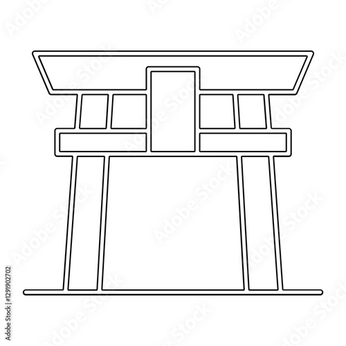 Japanese shrine icon in line style