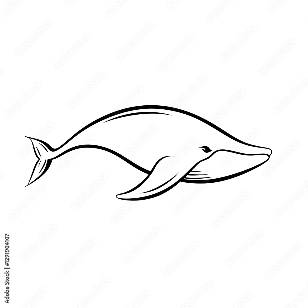 Naklejka premium Majestic Whale Line Art | Minimalist Marine PNG