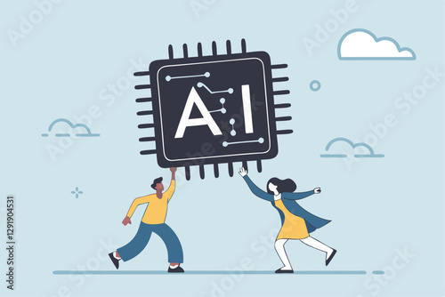 Stock Vector ID: 2512490237

Embrace AI, Artificial Intelligence adoption, user or people who use AI to help and support work success, innovation or revolution to change business concept, business peo