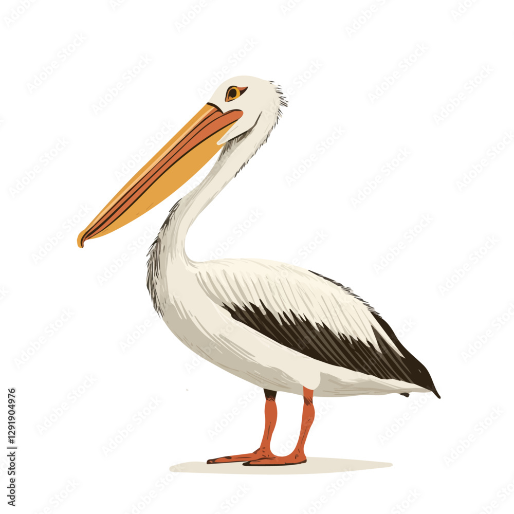 Pelican minimalist 2D vector graphic illustration sketch on a white background.
Pelican minimalist 2D vector graphic illustration sketch on a white background.