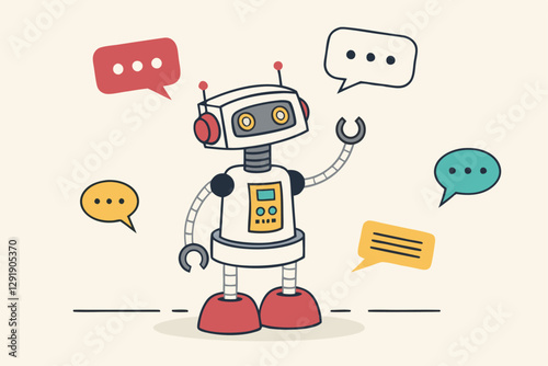 Chatbot online service to answer questions with machine learning or AI artificial intelligence, NLP neural language processing concept, smart robot talking with speech bubble, dialog on conversation.