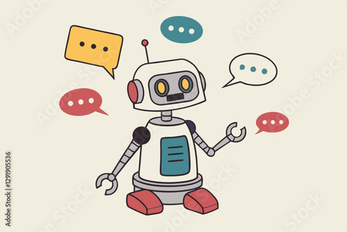 Chatbot online service to answer questions with machine learning or AI artificial intelligence, NLP neural language processing concept, smart robot talking with speech bubble, dialog on conversation.